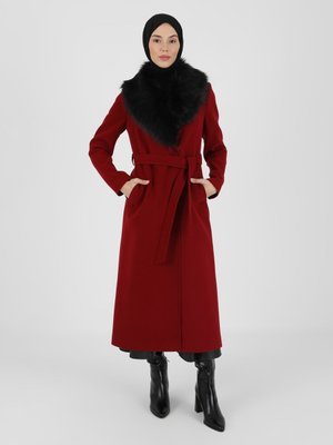 Concept By Olcay Bordo Olcay Kürk Desenli Çıtçıt Düğmeli Kaban