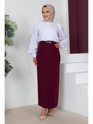 Modapinhan Mürdüm Kemerli Kalem Etek