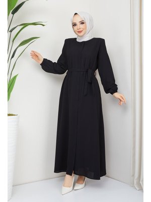 İmaj Butik Siyah Büyük Beden Kol Lastikli Ferace