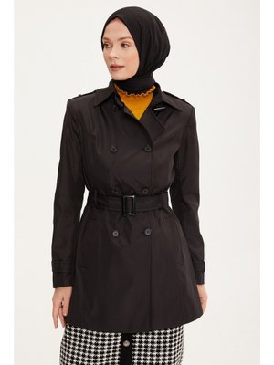 Armine Siyah Trençkot