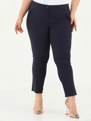 EVS WOMAN Lacivert Büyük Beden Klasik Düz Paça Pantolon