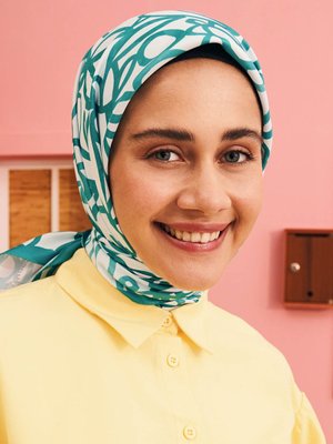 MODAKAŞMİR Mint Yeşili Eskiz Twill Eşarp
