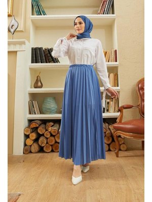 Hakimoda İndigo Piliseli Etek