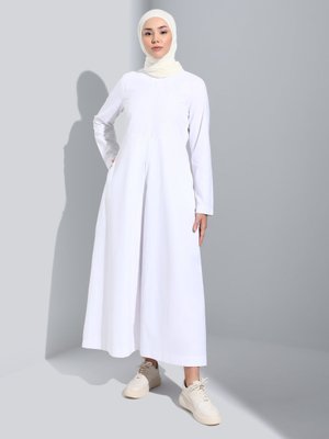 Refka Off White Gizli Düğme Poplin Detaylı Elbise