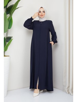 İmaj Butik Lacivert Büyük Beden Kol Gipeli Ferace