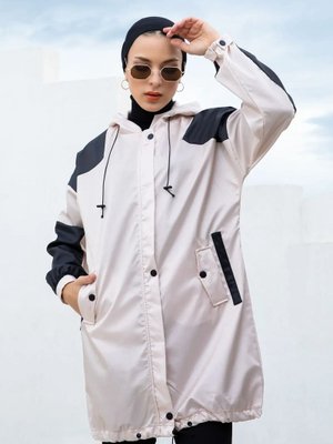 FESTMODA Kadın Kısa İki Renkli Bej Trençkot