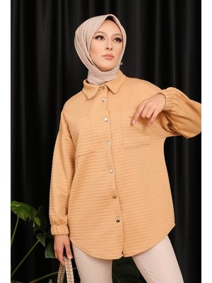 İmaj Butik Bisküvi Çıtçıtlı Cepli Kapitone Gömlek Ceket