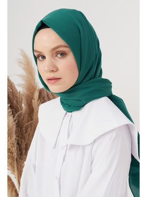MADAME POLO Benetton Yeşili İpeksi Jakar Bordür Desen Şal