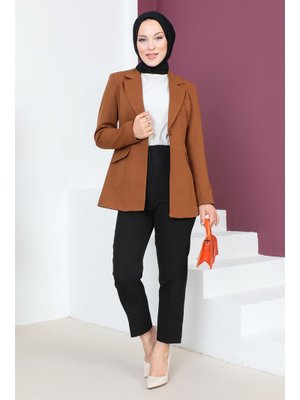 Tesettür Dünyası Kahverengi Blazer Ceket