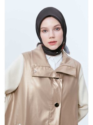 ED SCARF Siyah Zincir Çerçeveli Twill Eşarp