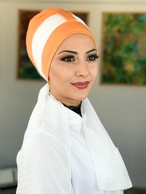 BUTİK AMBAR Fularlı Tek Biritli Atkılı Kavuniçi