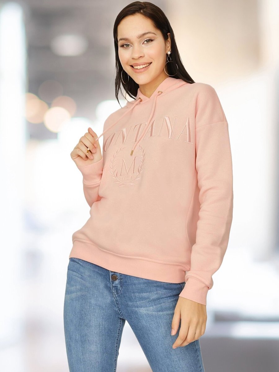 Select Moda Pembe Kapüşonlu Şardonlu Sweatshirt