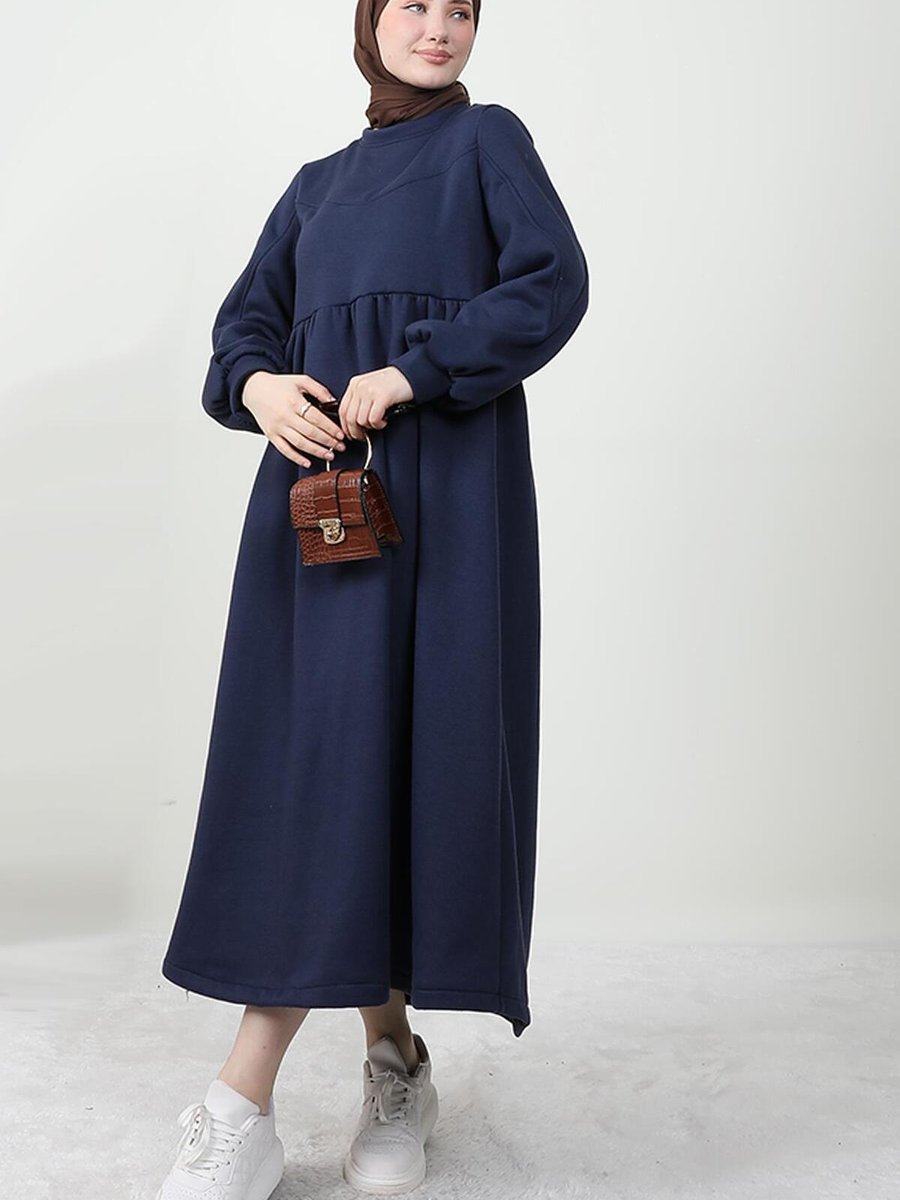 Giza Giyim Oversize Sweat Elbise Lacivert