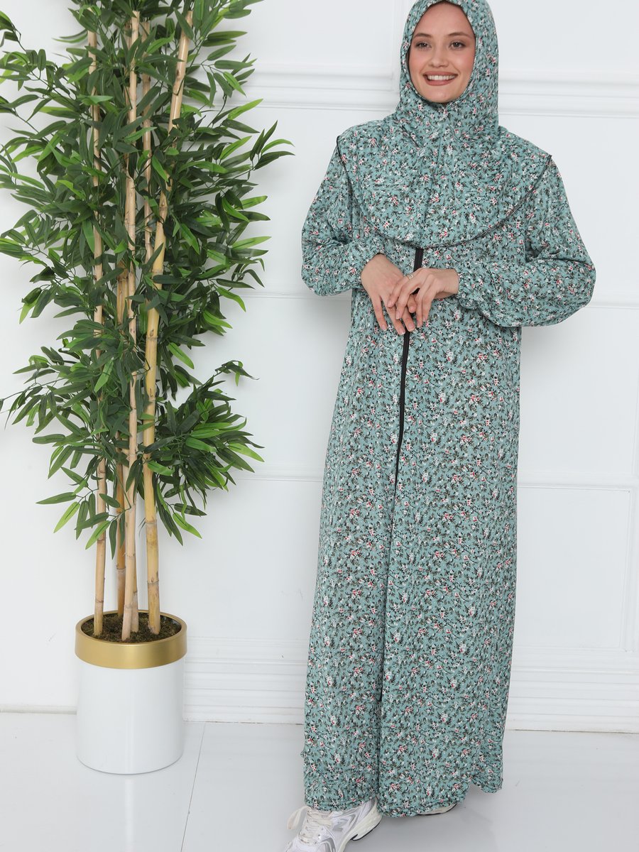 Kutay Collection Başörtülü Namaz Elbisesi Şal Desen