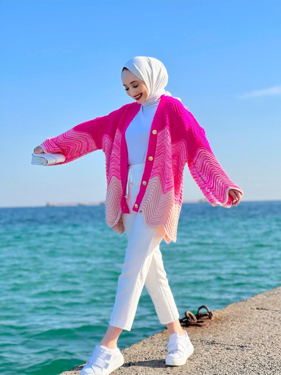 Efyubutik Coco Pembe Desenli Oversize Hırka