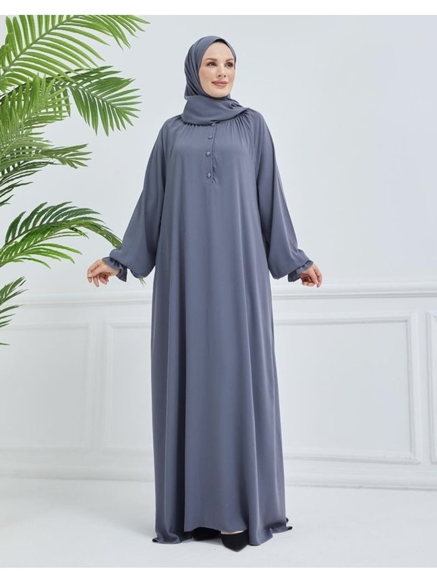 İslami Butik Başörtülü Kloş İpek Kumaş Elbise