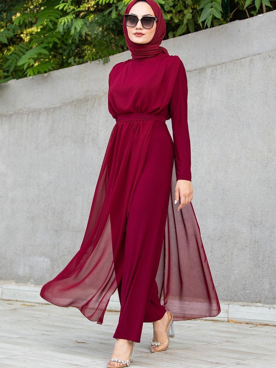 Cym Butik Şifon Detaylı Sandy Abiye Tulum