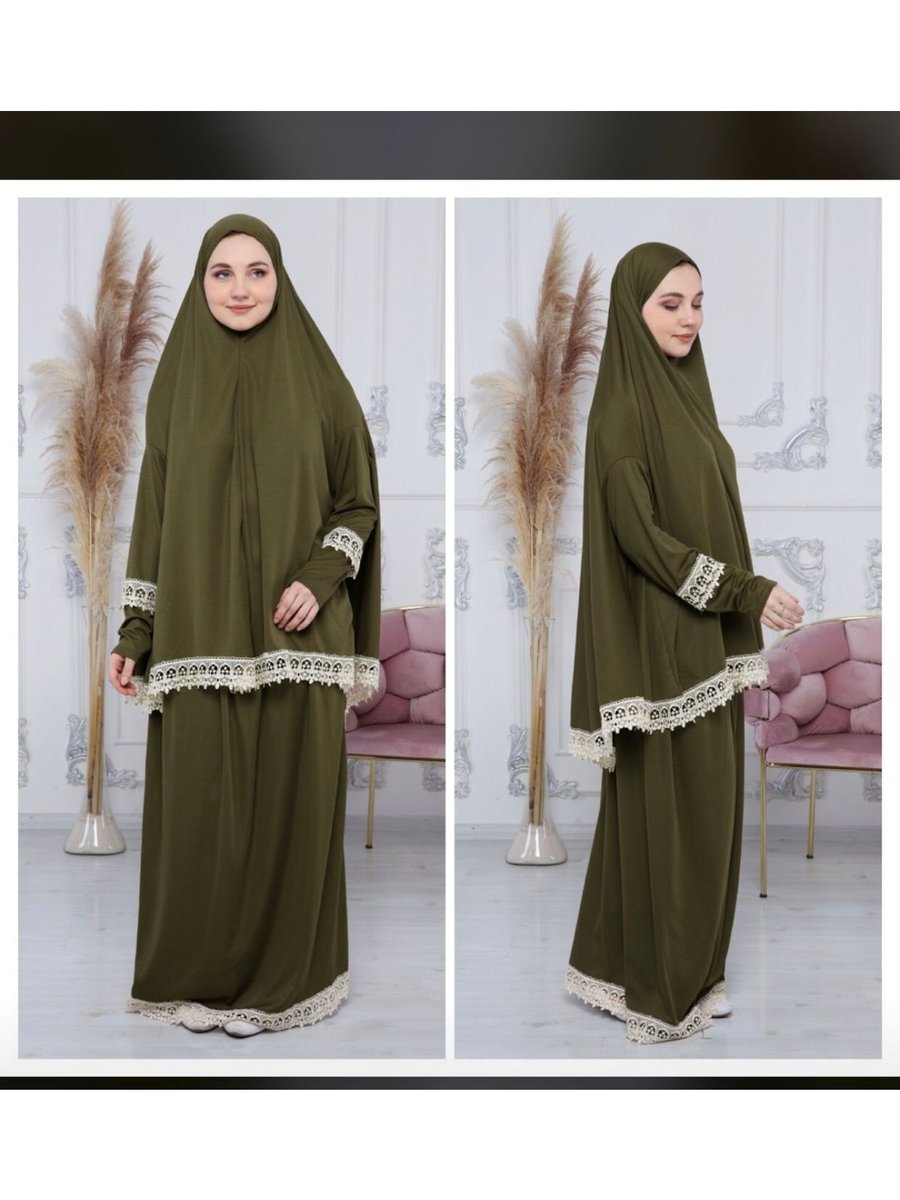 Kutay Collection Çift Parça Işlemeli Namaz Elbisesi