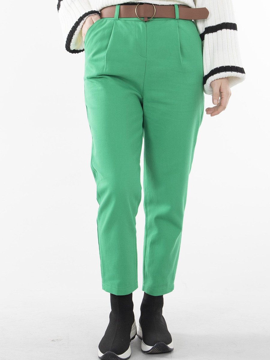 Ardanewline Yeşil Yüksek Bel Seyyar Kemerli Kot Pantolon