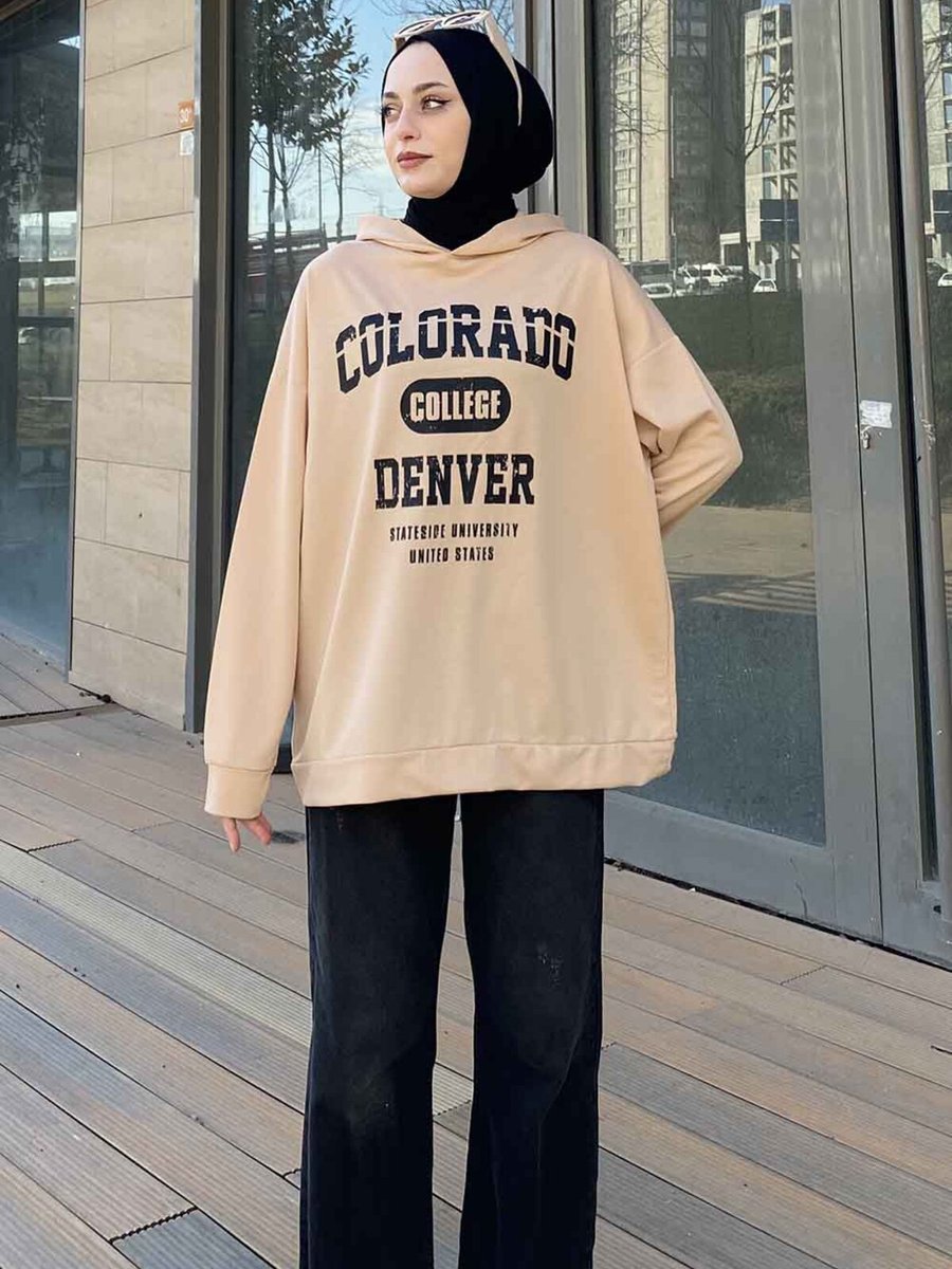 Lamelif Colorado Baskı Detaylı Kapüşonlu Sweatshirt