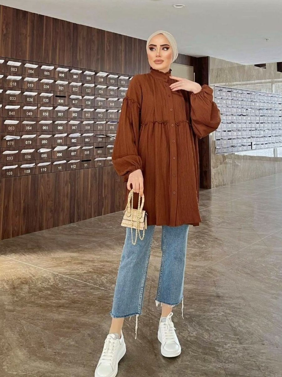 Fmn Moda Oversize Uzun Müslin Gömlek