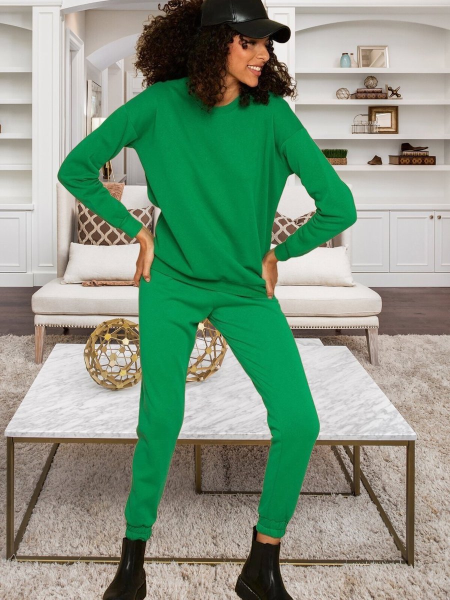 Select Moda Yeşil Şardonlu Basic Örme Sweatshirt