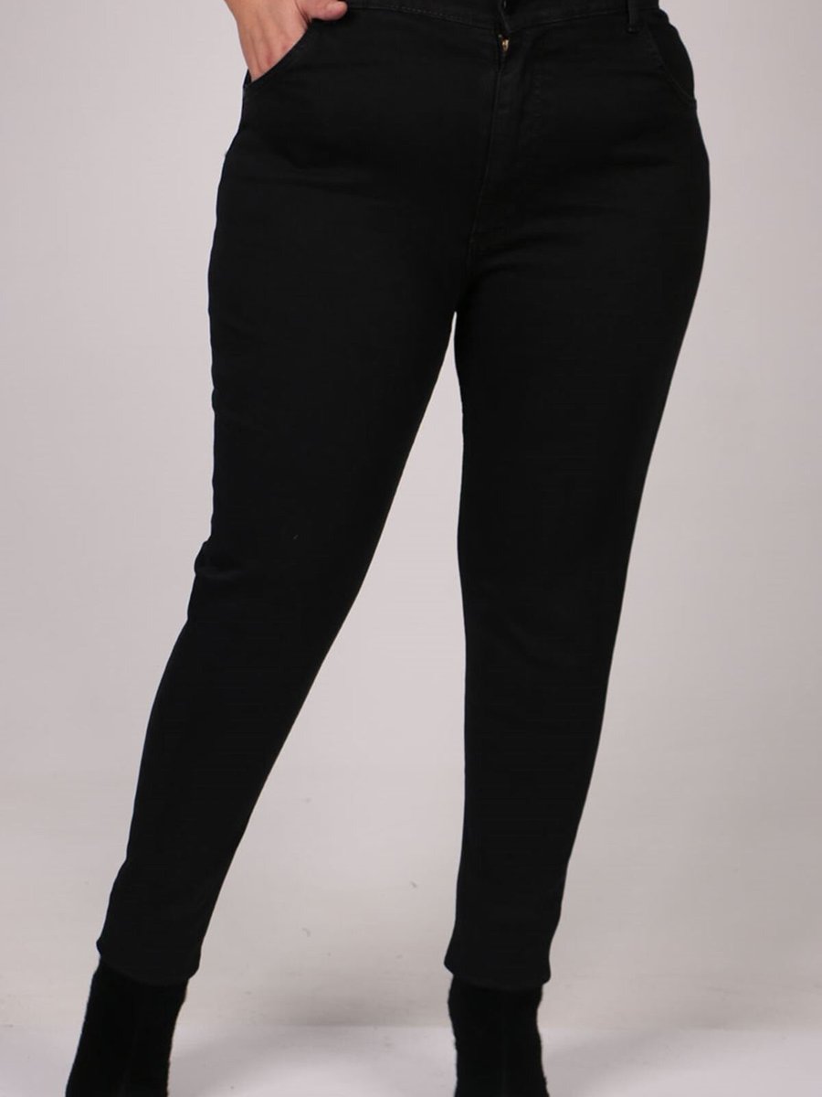 Moda Rosa Siyah Büyük Beden Dar Paça Uzun Boy Kot Pantolon
