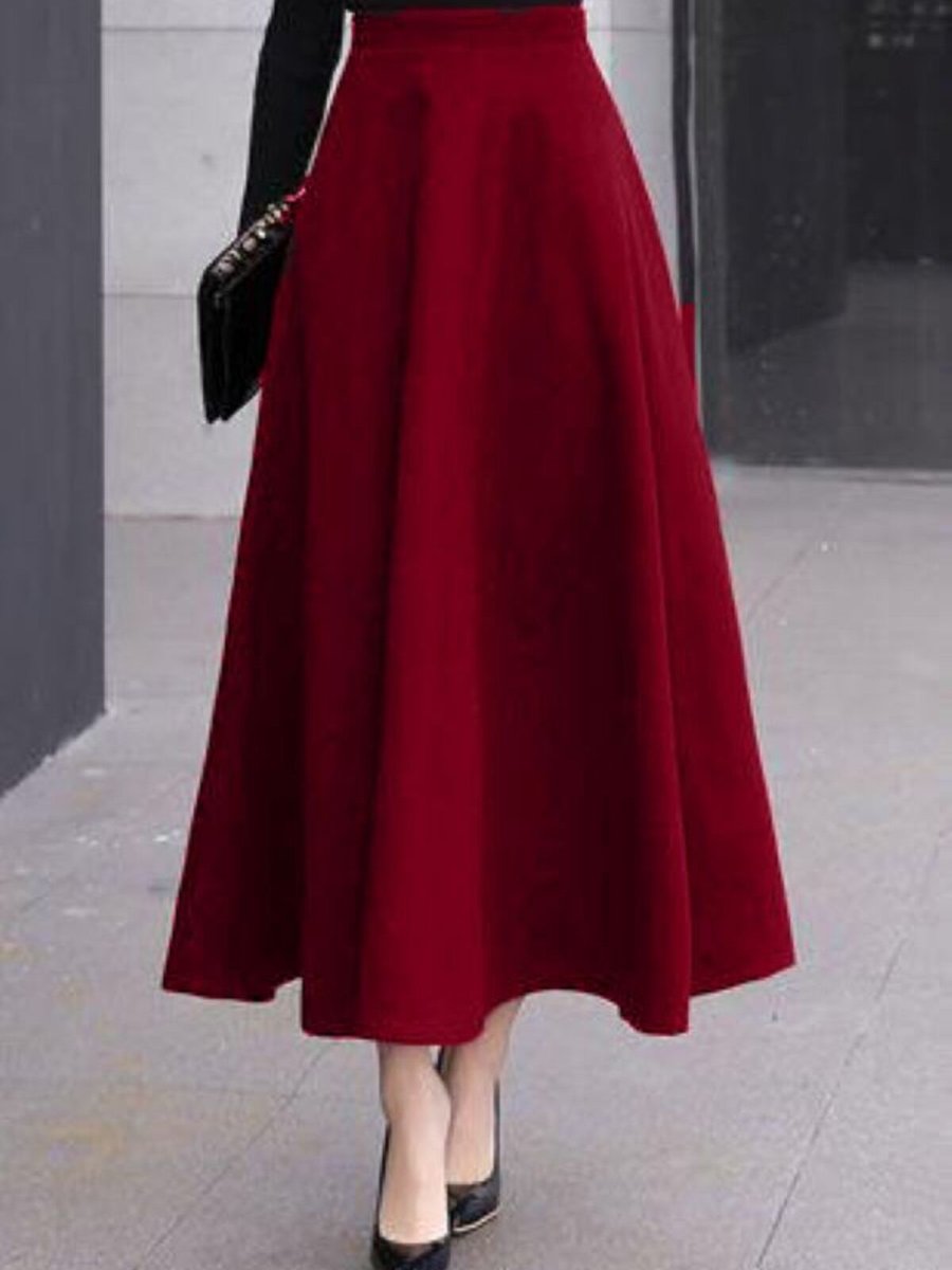 Cng Moda Puf Scuba Kloş Etek Bordo