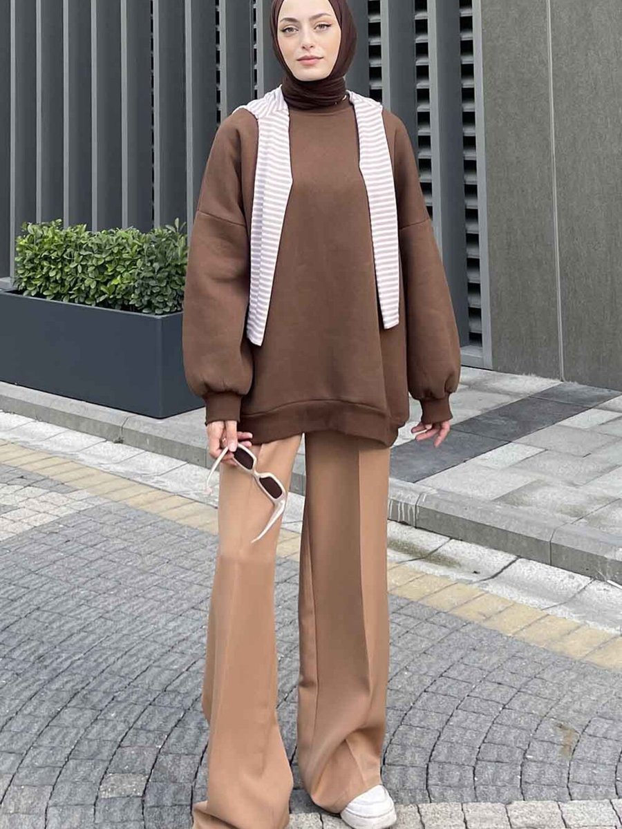 Lamelif Bisiklet Yaka Oversize Sweat