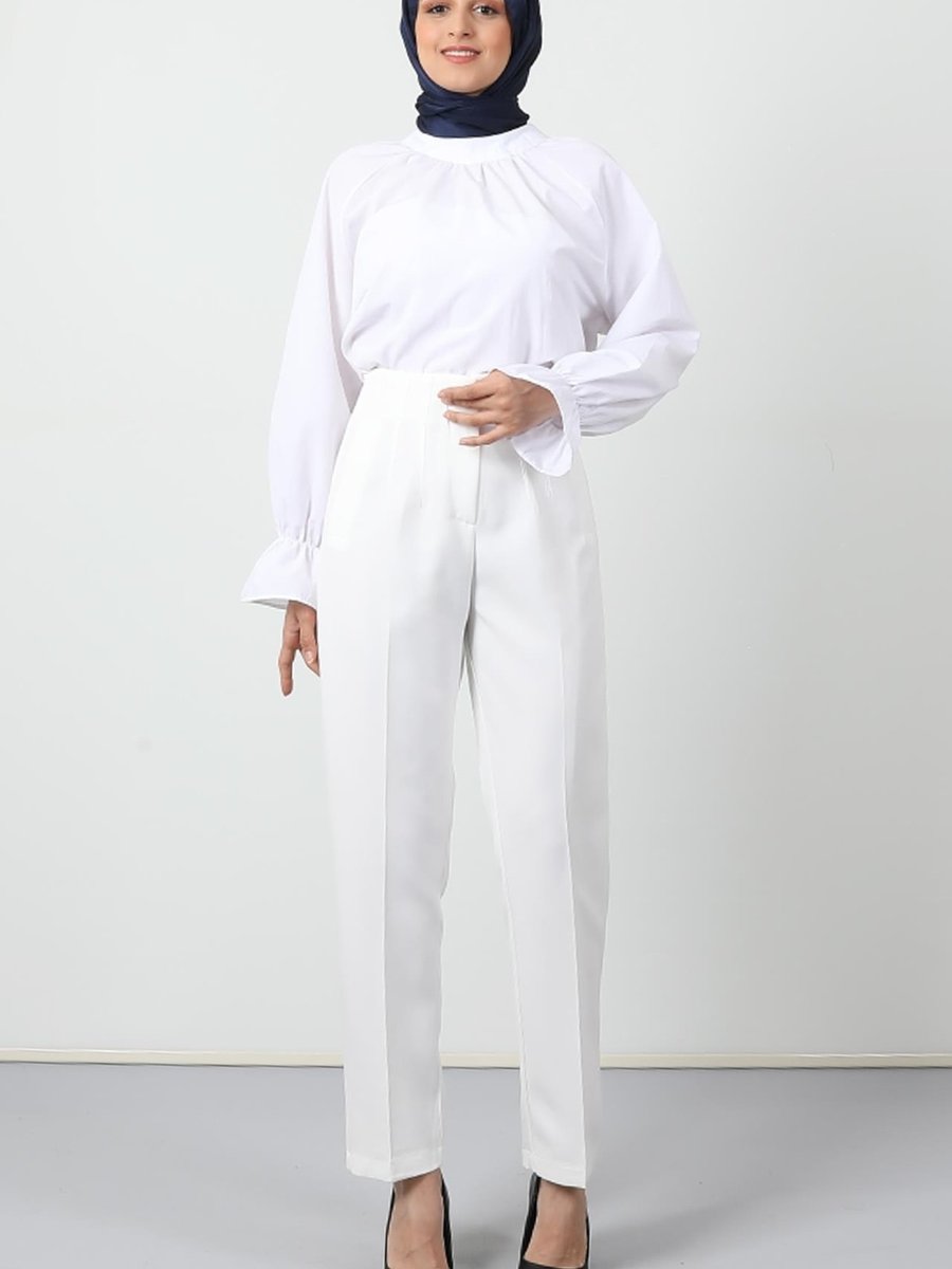 Giza Giyim Fermuarlı Kalem Pantolon Beyaz