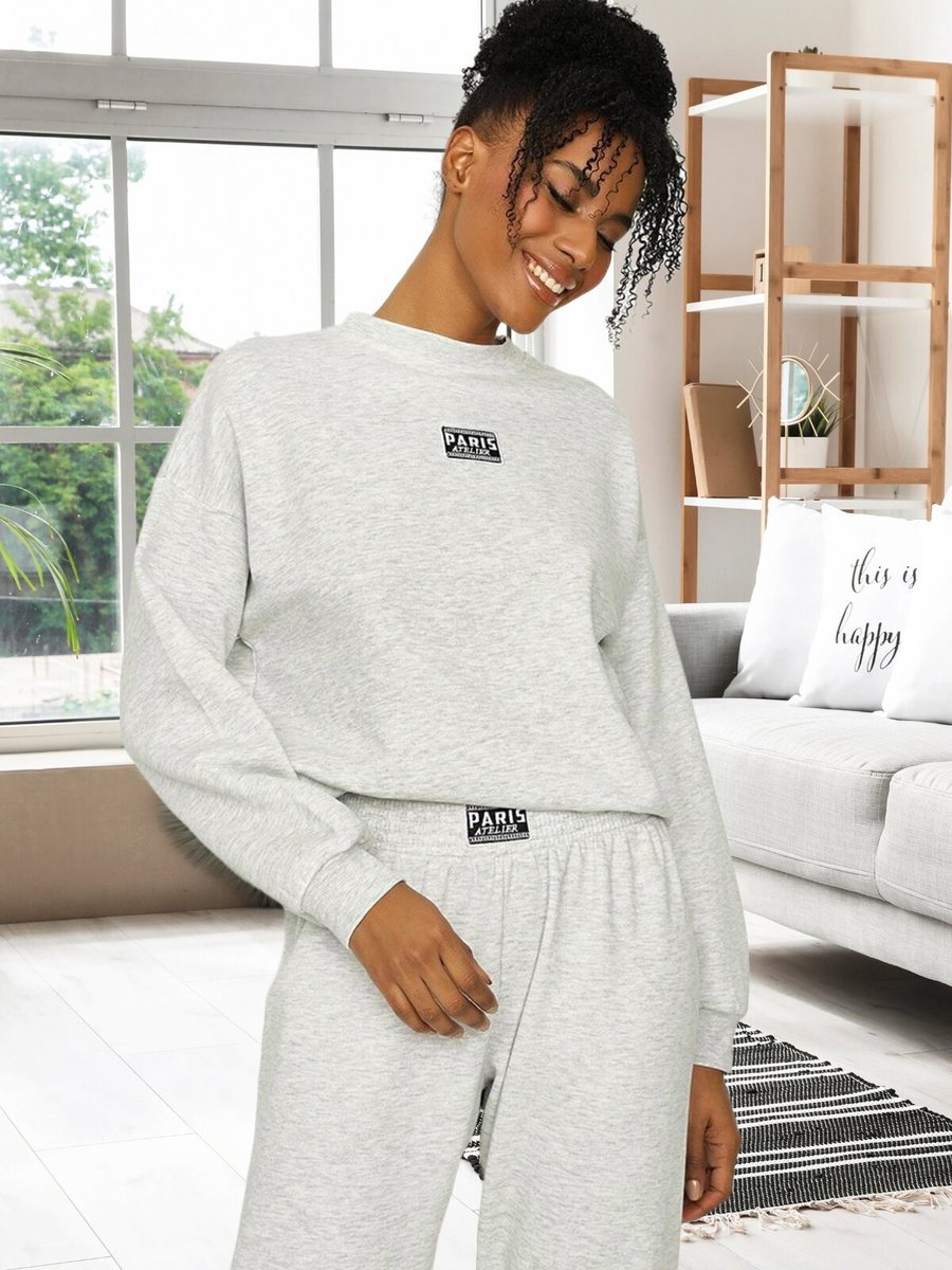 Select Moda Gri Basic Örme Sweatshirt