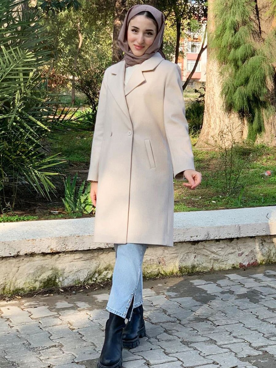 Moda Rosa Bej Zara Model Kaşe Kaban