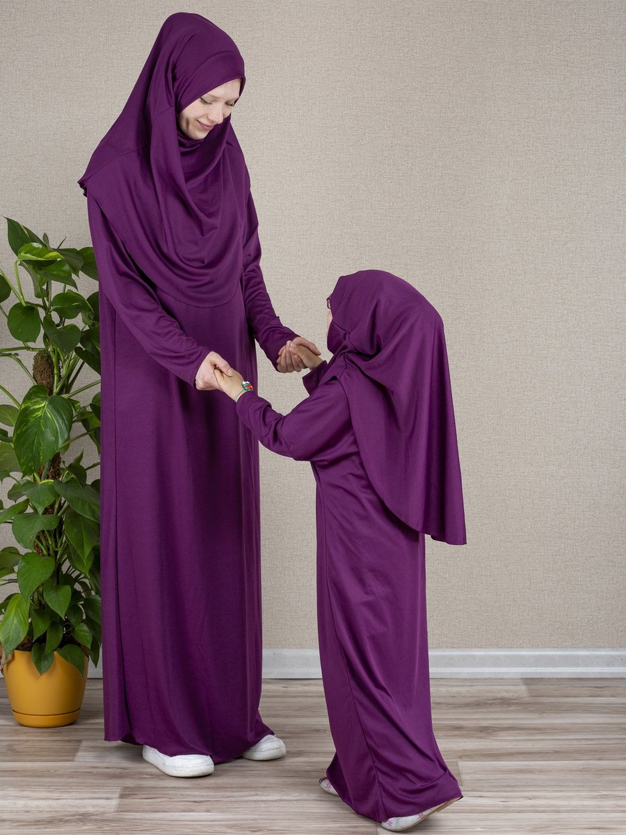 Dua' İs Anne Mini Boy Kombin Namaz Elbisesi (mürdüm) Tekli Fiyat