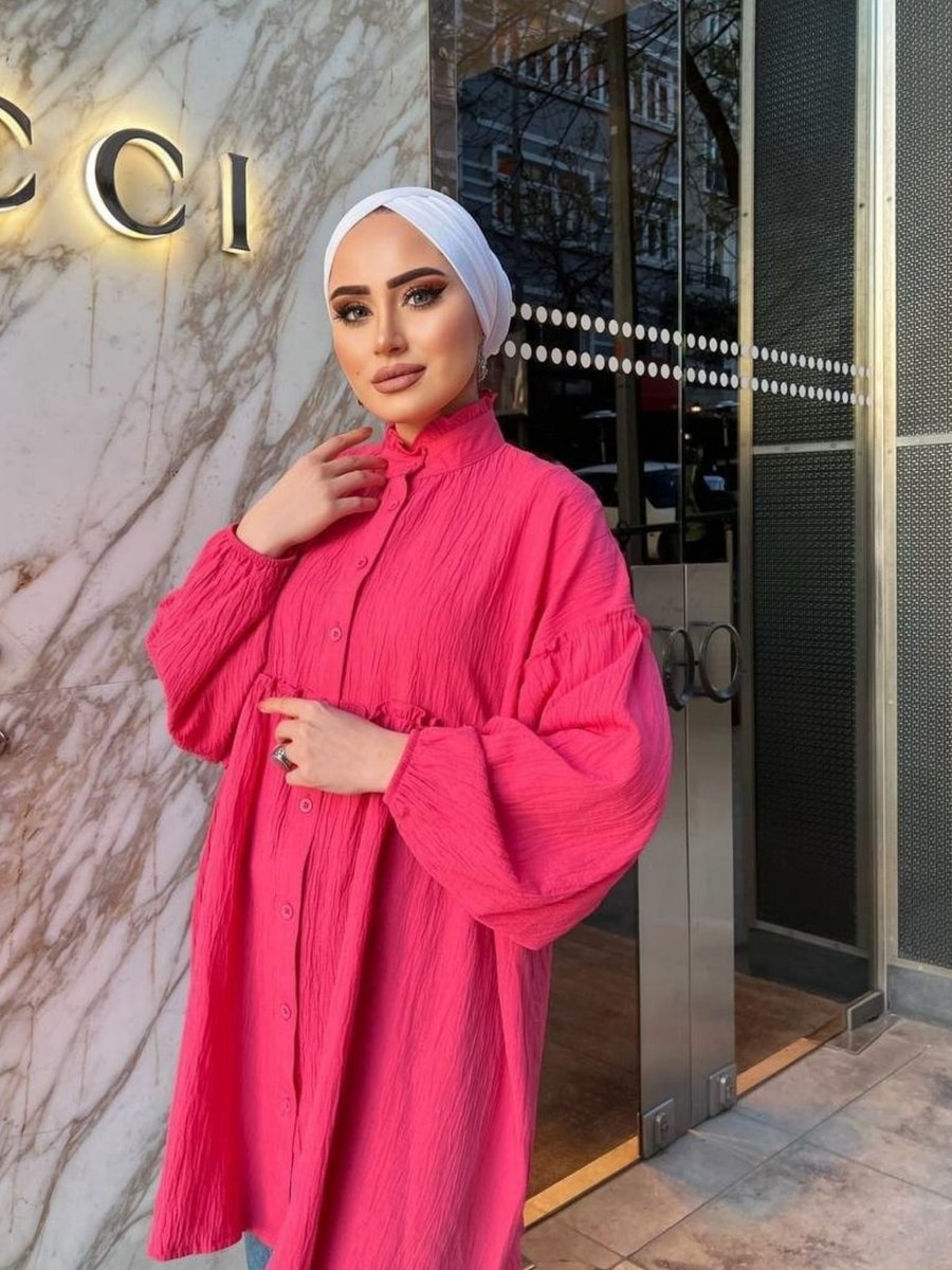 Fmn Moda Oversize Uzun Müslin Gömlek