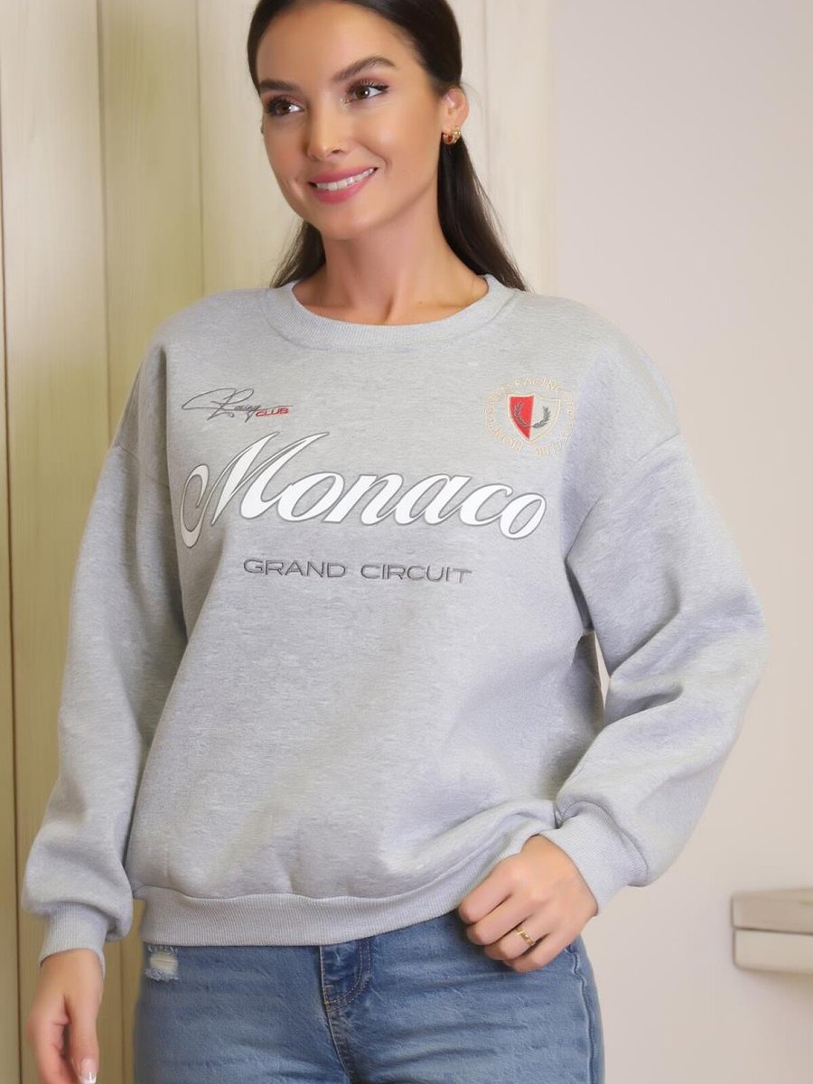 ADYES Gri Yazı Baskılı Sweatshirt