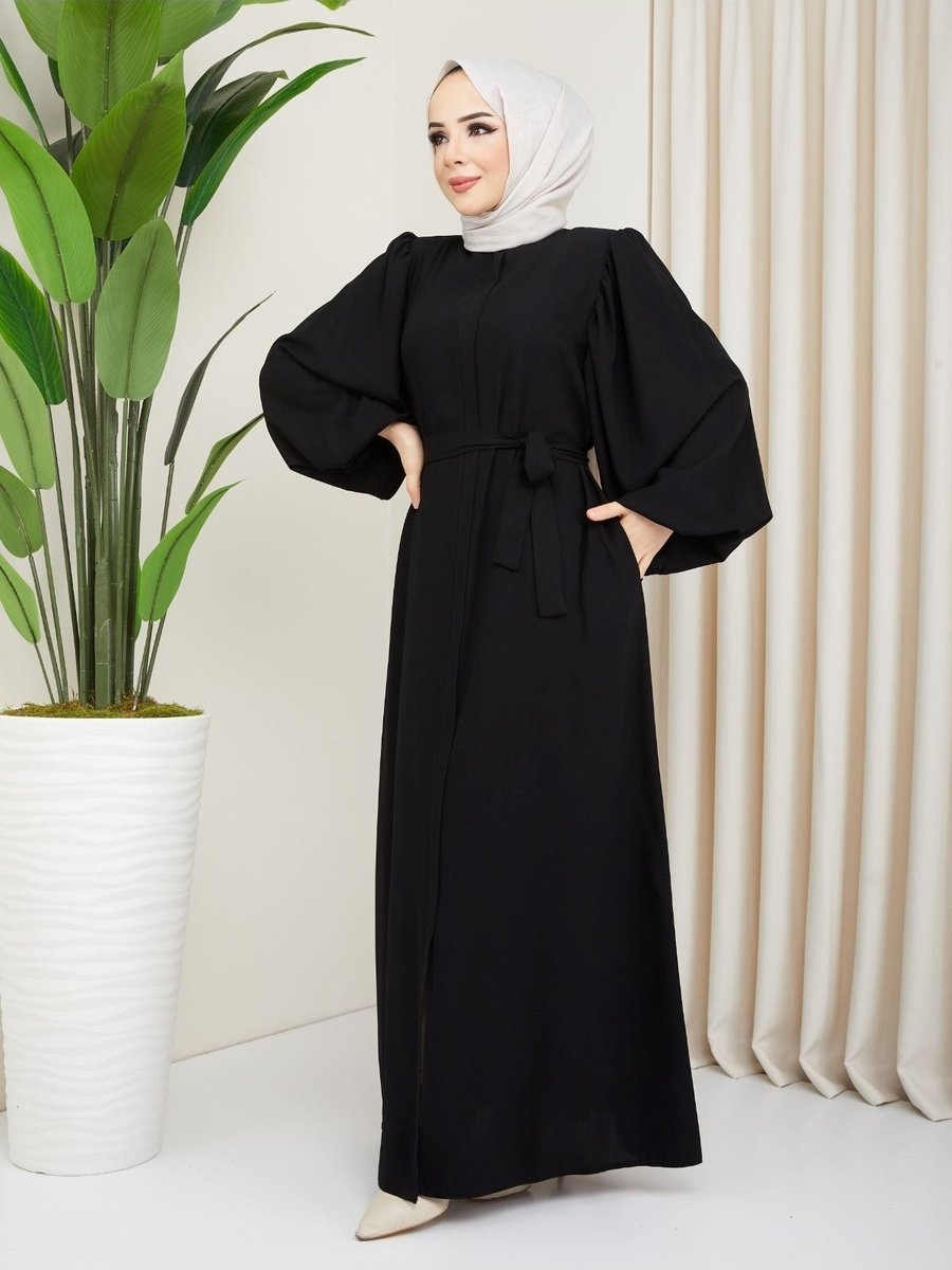 Zeynep Tesettür Ebrar Model Abaya Siyah