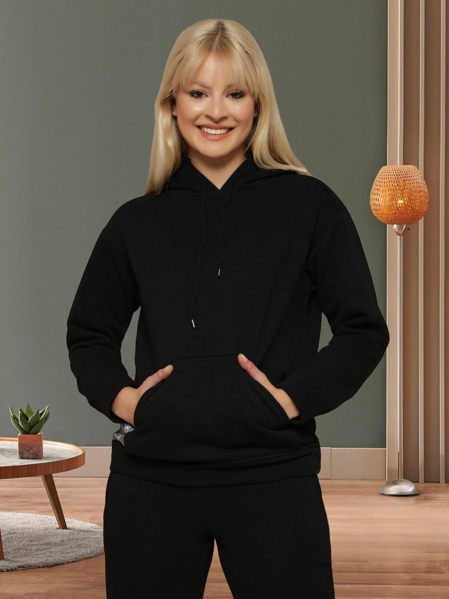Select Moda Siyah Kapüşonlu Peçli Sweatshirt