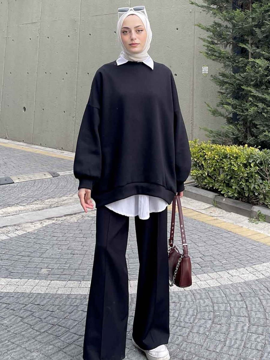 Lamelif Bisiklet Yaka Oversize Sweat