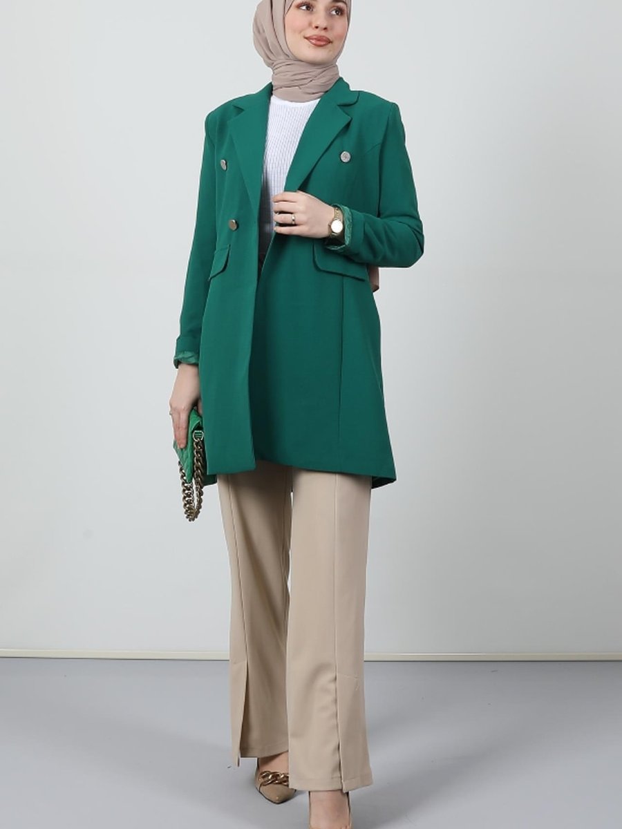 Giza Giyim Düğmeli Blazer Ceket Yeşil