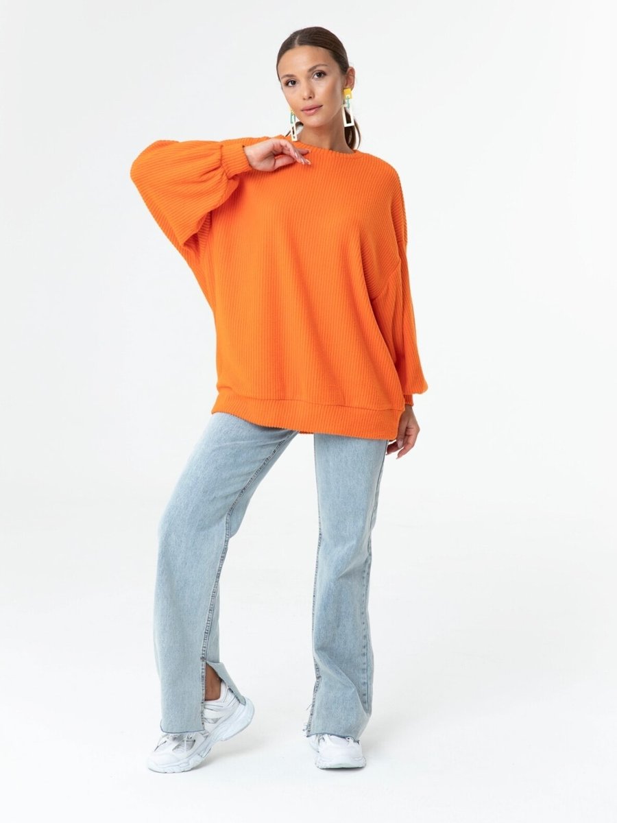 Soul Bisiklet Yaka Sweatshirt Oranj