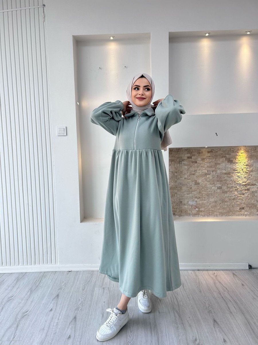 Moda Zeynaa Önü Fermuarlı İplık Elbise