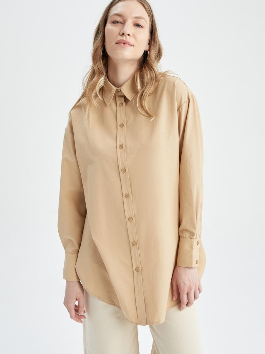 Defacto Regular Fit Basic Uzun Kollu Gömlek Tunik
