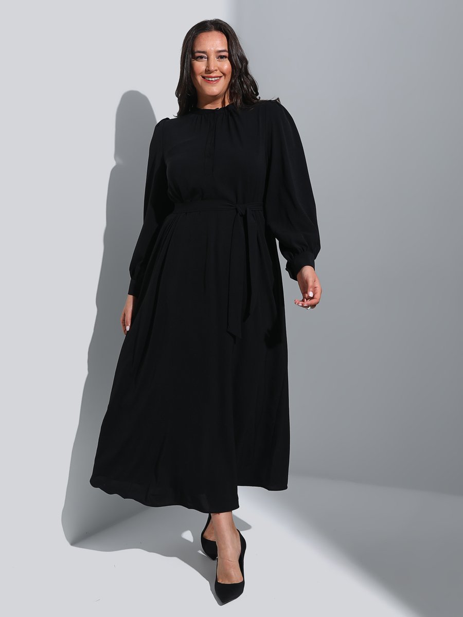 Alia Siyah Hakim Yaka Büyük Beden Aerobin Elbise Alia Siyah Hakim Yaka Büyük Beden Aerobin Elbise