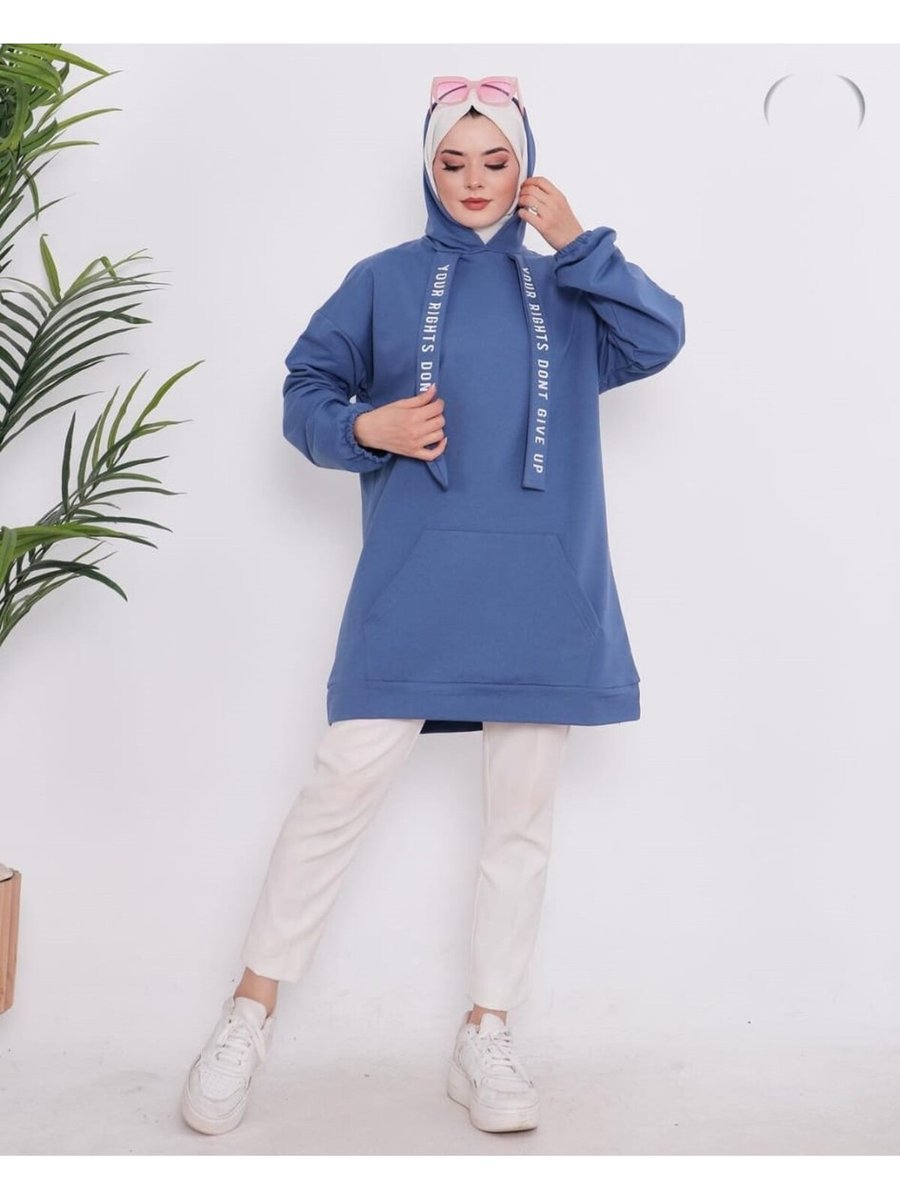 Hd Giyim Kapüşonlu İp Kordon Detaylı Geniş Kalıp Sweatshirt