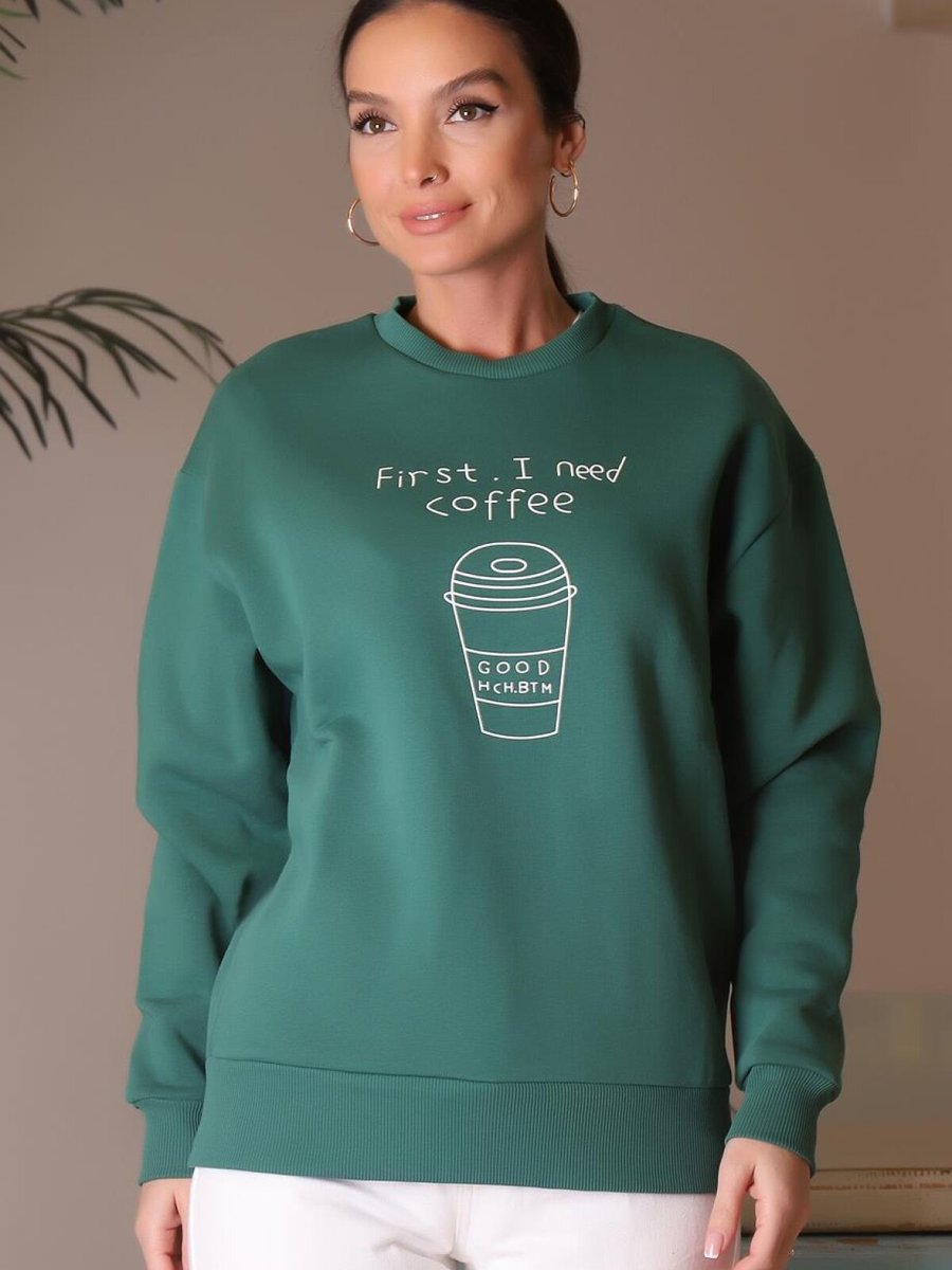 Fashion Friends Yeşil Uzun Kollu Sweatshirt