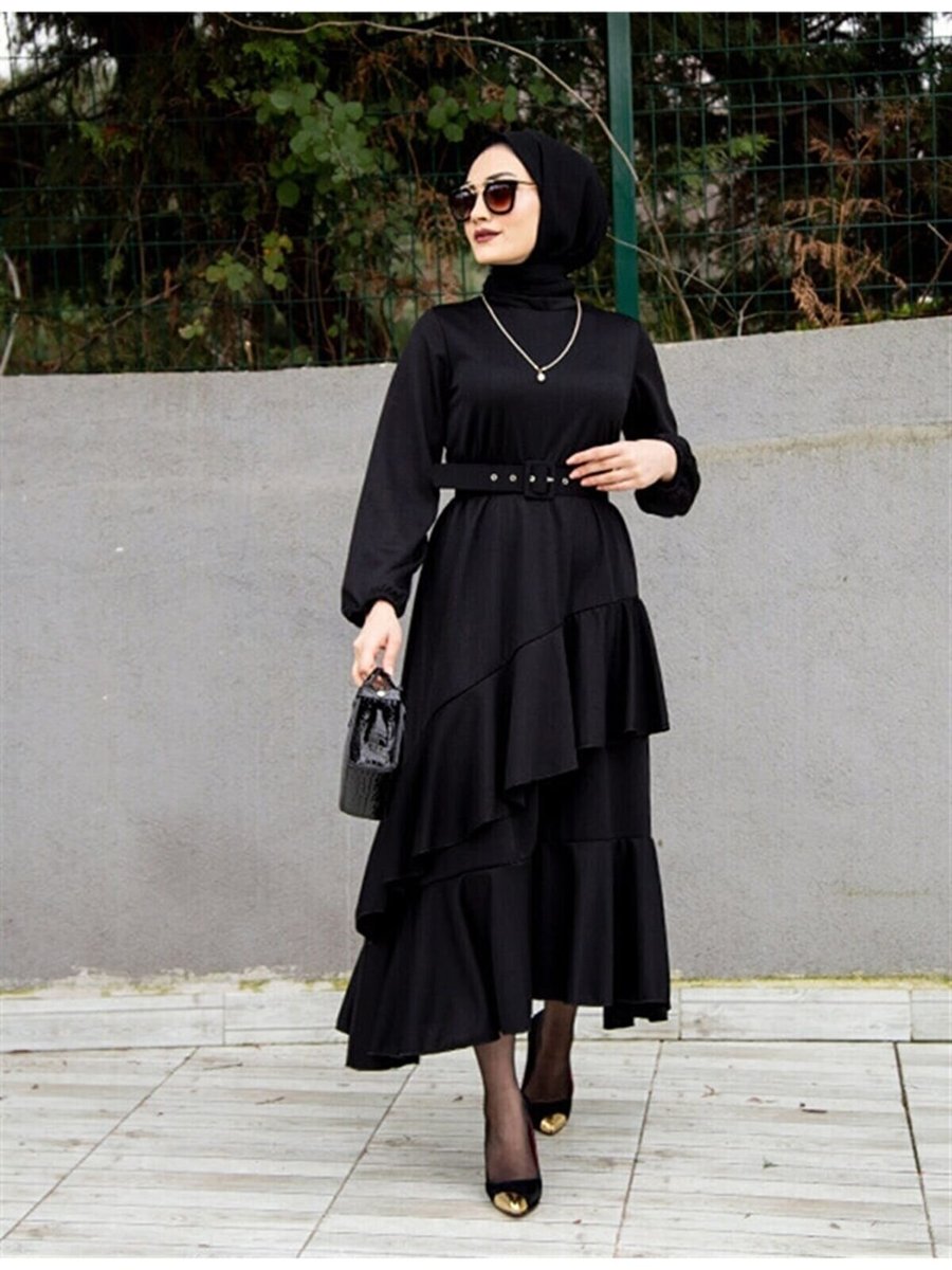 Moda Hevra Volan Katlı Özel Gün Elbisesi
