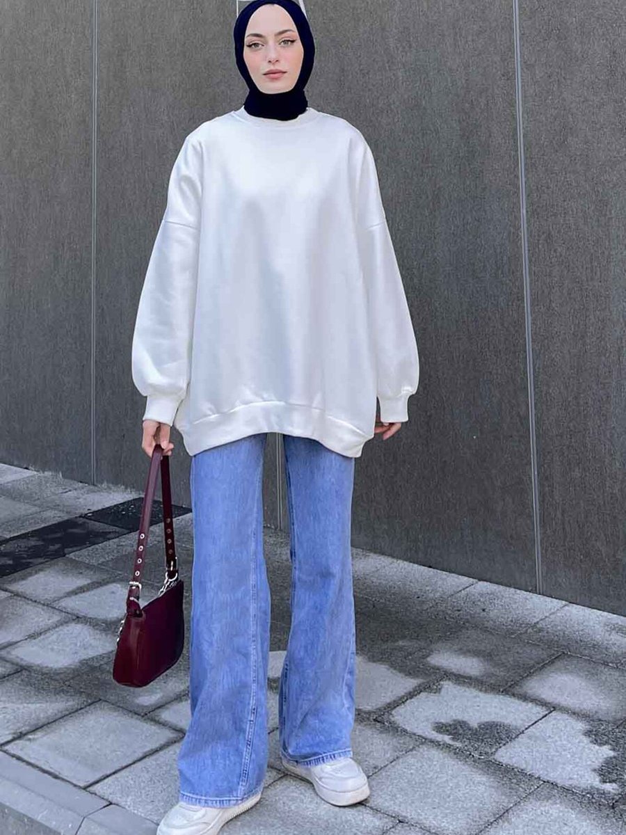 Lamelif Bisiklet Yaka Oversize Sweat