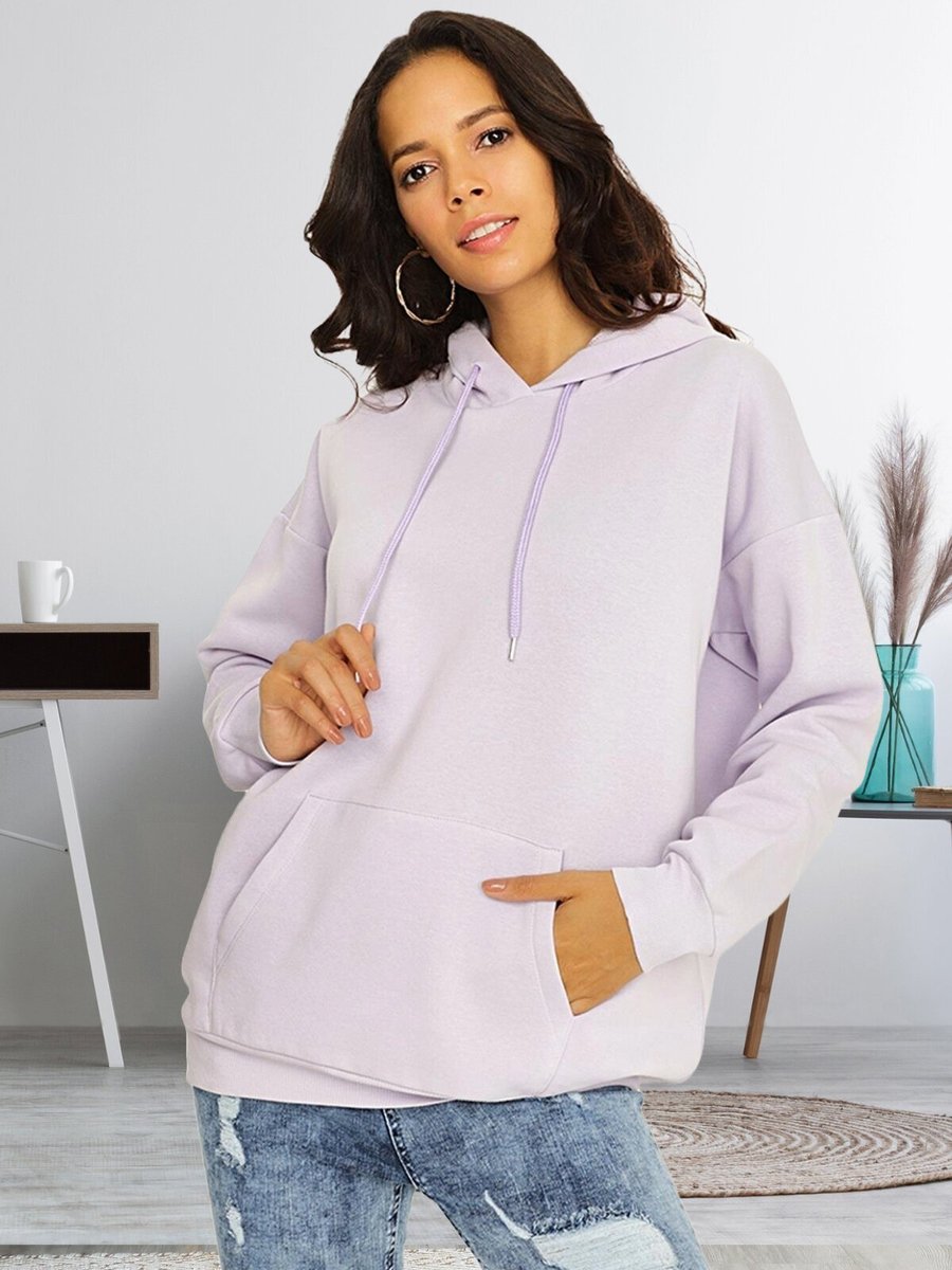 Select Moda Mor Kapüşonlu Basic Sweatshirt