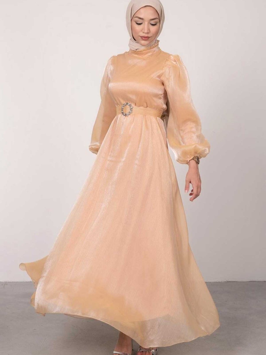 Hafsa Moda Butik Janjan Model Kuşaklı Elbise