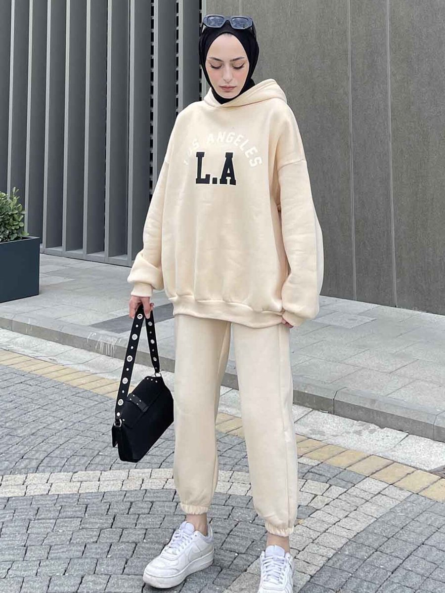 Lamelif Modalamelif Los Angeles Baskılı Oversize Sweatshirt